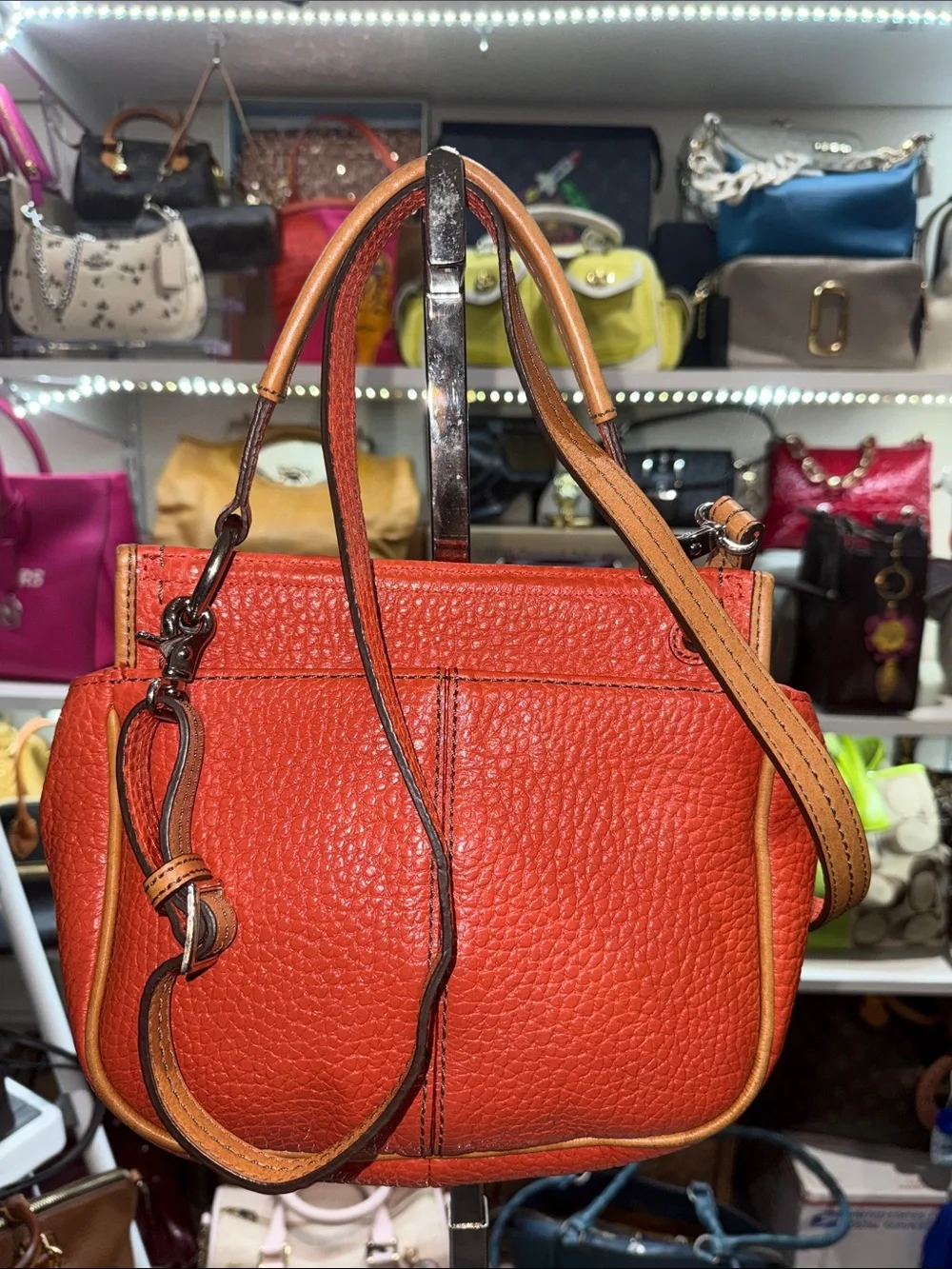 Brighton Rare Orange Leather Crossbody Saddle Bag